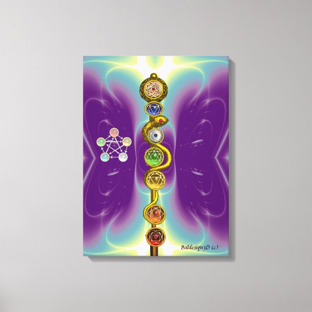 LIENZO ROD DE ASCLEPIUS 7 CHAKRAS,YOGA ,ENERGÍA ESPIRITUA (Anverso)