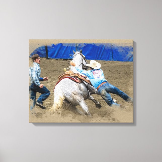 Lienzo *~* Rodeo Cowboy Caballo AR22 Occidental (Anverso)