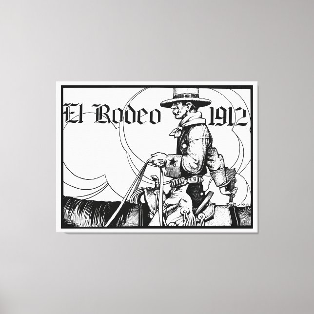 Lienzo Rodeo Cowboy Country Western Art de 1912 (Anverso)
