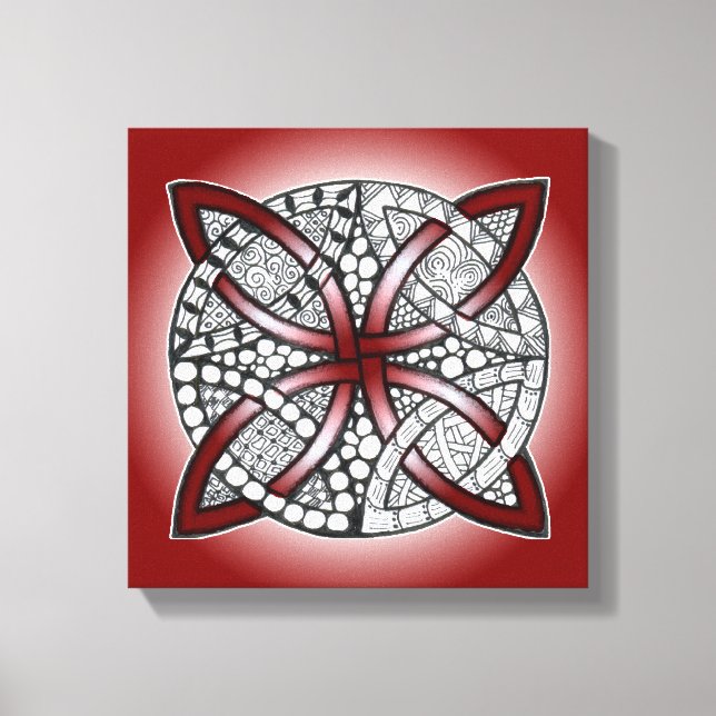 Lienzo Rojo de maroon celta Knot Doodle (Anverso)