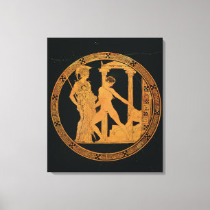 Lienzo Rojo-figura taza que representa Athena, Theseus