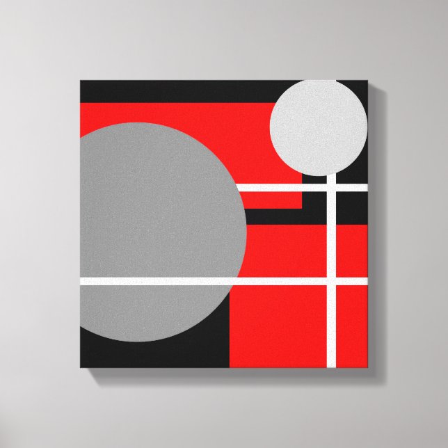 Lienzo Rojo Gris Negro Blanco Moderno - Lona Enrollada (Anverso)