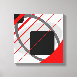 Lienzo Rojo Gris Negro Blanco Moderno - Lona EnvueltA
