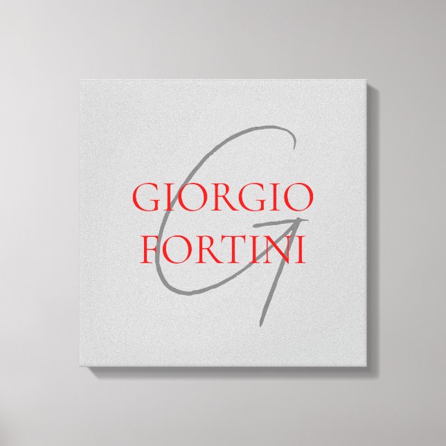 Lienzo Rojo gris su nombre Monograma inicial moderno (Anverso)