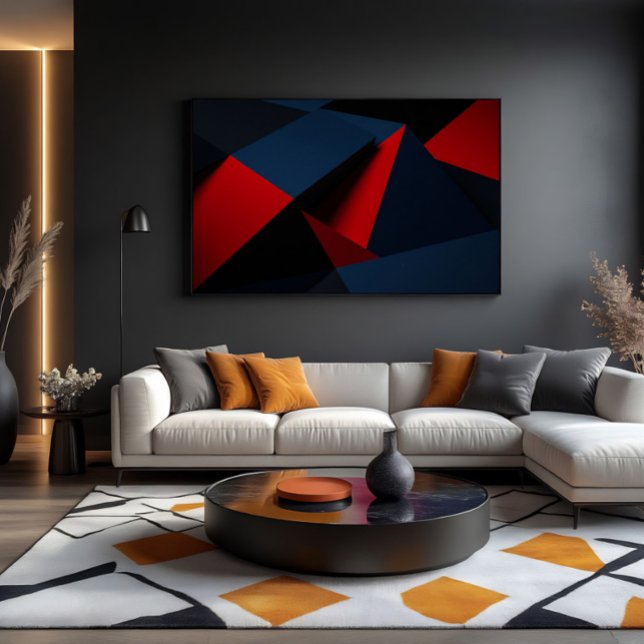 Lienzo Rojo Negro Azul Geométrico Abstracto (Subido por el creador)