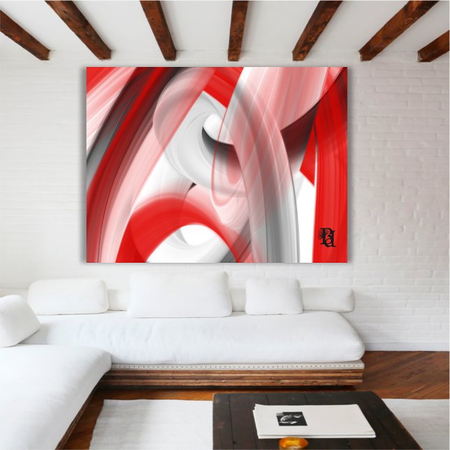 Lienzo Rojo Negro Blanco Gris Abstracto  (Subido por el creador)