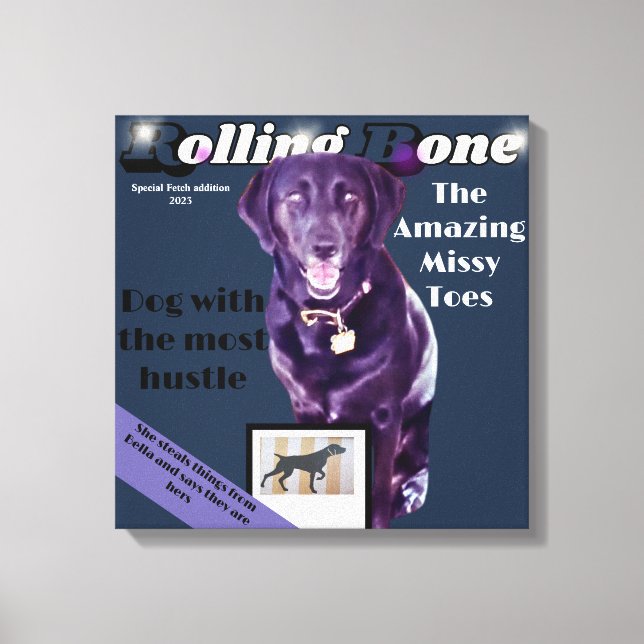 Lienzo Rolling Bone dog magazine totalmente personalizar (Anverso)