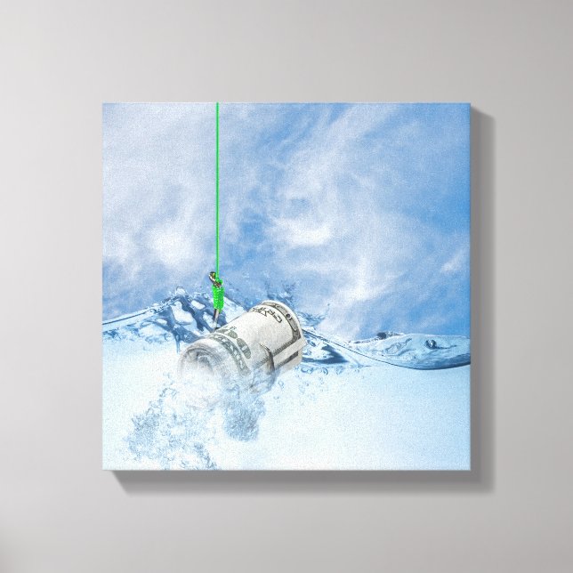 Lienzo rollo de dinero en gancho de pescado (Anverso)