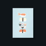 Lienzo Rollo de sushi nigiri Maki japonés<br><div class="desc">La cocina japonesa es un arte de fondo azul acuático para los amantes del sushi, el sashimi, el nigiri y los rollitos de maki.</div>