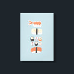 Lienzo Rollo de sushi nigiri Maki japonés<br><div class="desc">La cocina japonesa es un arte de fondo azul acuático para los amantes del sushi,  el sashimi,  el nigiri y los rollitos de maki.</div>
