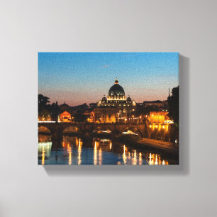 Lienzo Roma por la noche, San Pedro y la Ciudad del Vatic