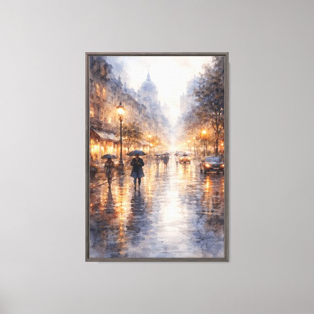 Lienzo Romance bajo la lluvia (Anverso)