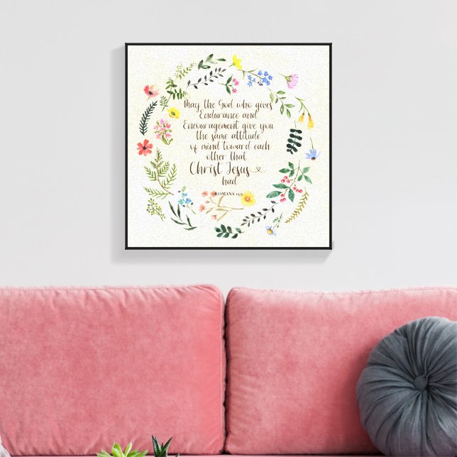 Lienzo Romanos 15:5 Biblia Verse Image (Insitu (Sala de estar))