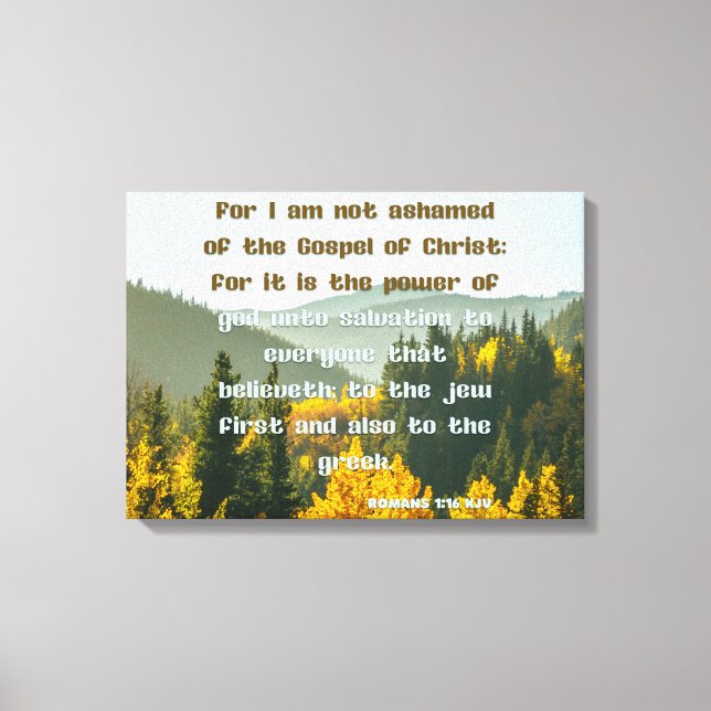 Lienzo Romanos 1:16 Biblia Verse KJV Pic Wall Art (Anverso)