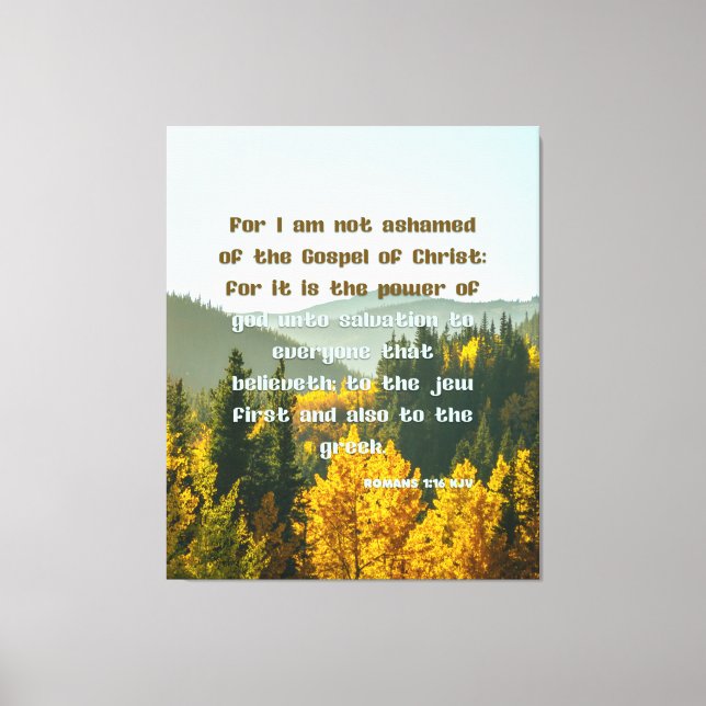 Lienzo Romanos 1:16 Biblia Verse KJV Pic Wall Art (Anverso)