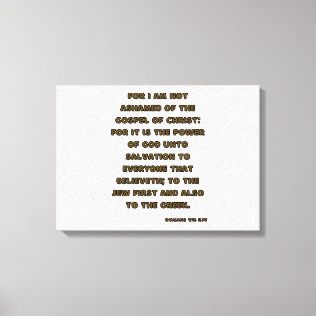 Lienzo Romanos 1:16 Biblia Verse KJV Wall Art (Anverso)