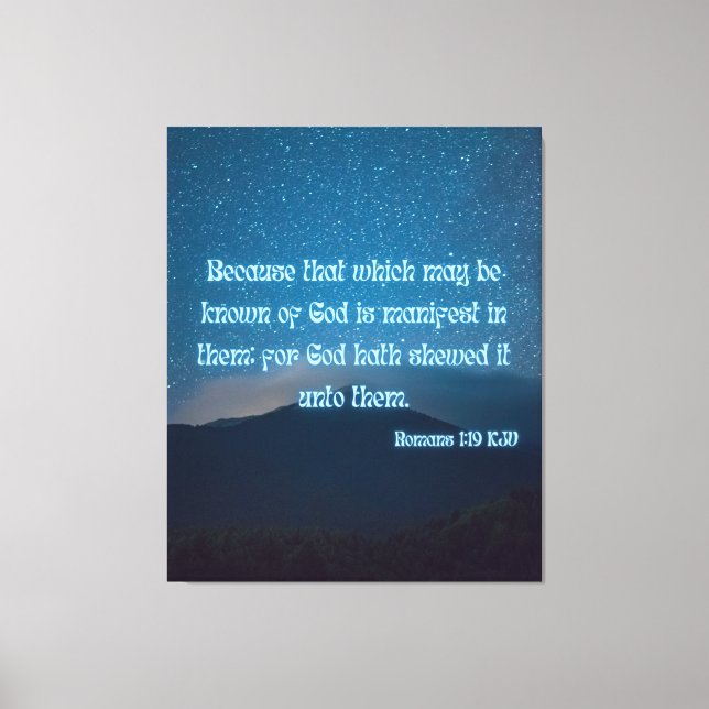 Lienzo Romanos 1:19 Biblia Verse KJV Pic Wall Art (Anverso)