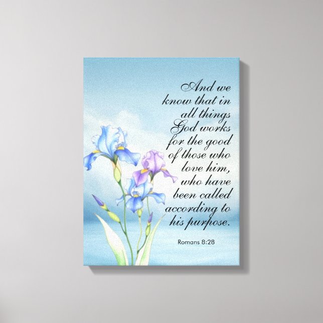 Lienzo Romanos 8:28 Acuarela de Iris (Anverso)