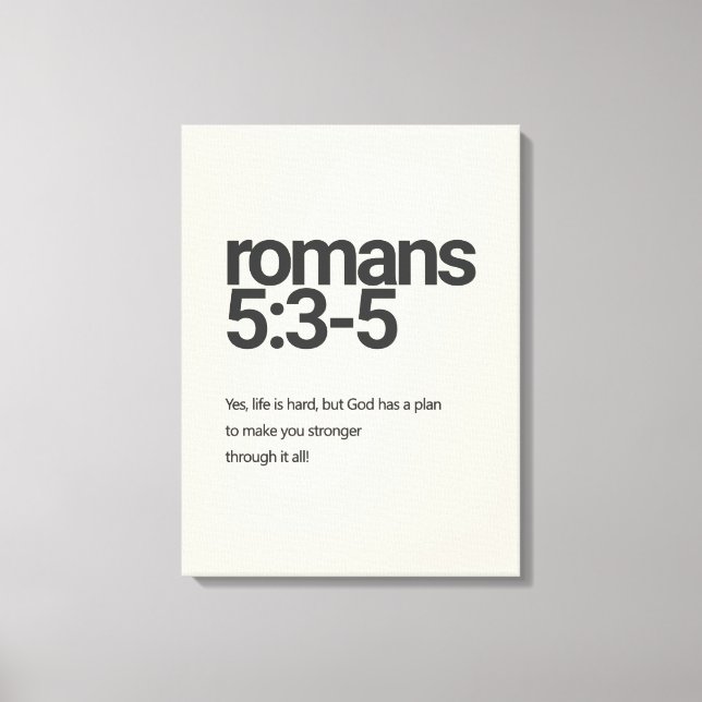 Lienzo Romans 5:3 Minimalist Christian Canvas Wall Art (Anverso)