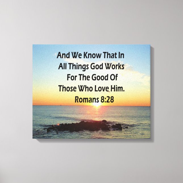 LIENZO ROMANS PESADOS 8:28 BIBLIA VERSE (Anverso)