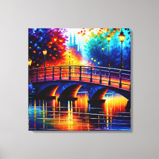 Lienzo Romantic Bridge in the style of Leonid Afremov