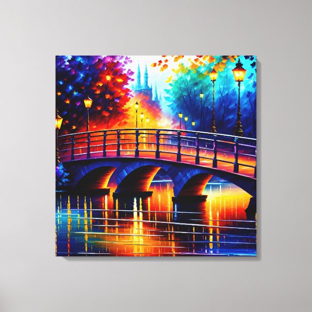 Lienzo Romantic Bridge in the style of Leonid Afremov (Anverso)