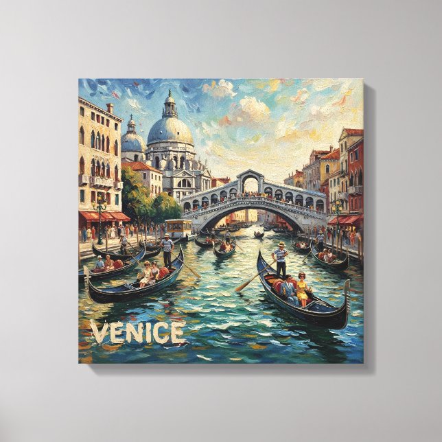 Lienzo Romantic Venice Rialto Canal Canvas Art (Anverso)