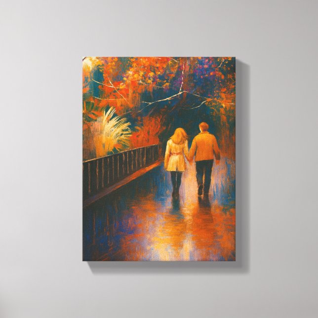 Lienzo Romantic Walk Autumn Canvas Wall Art (Anverso)