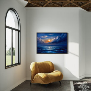 Lienzo Romántica pintura al atardecer oceánico - Blue Sea