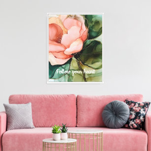 Lienzo Romántico Rubor Flor de Rosa Melocotón