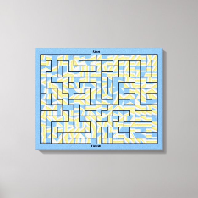 Lienzo Rompecabezas de Maze azul y amarillo (Anverso)