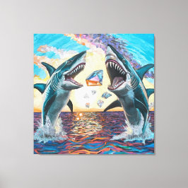 Lienzo Rompiendo el Glamour Chomp-Shark por joyas brillan