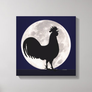 Lienzo Rooster a la luz de la luna