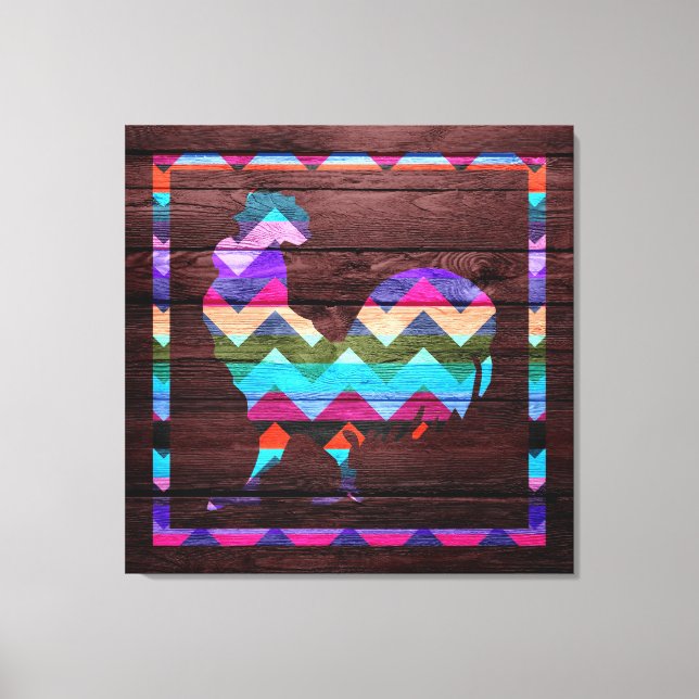 Lienzo Rooster Chevron #2 (Anverso)