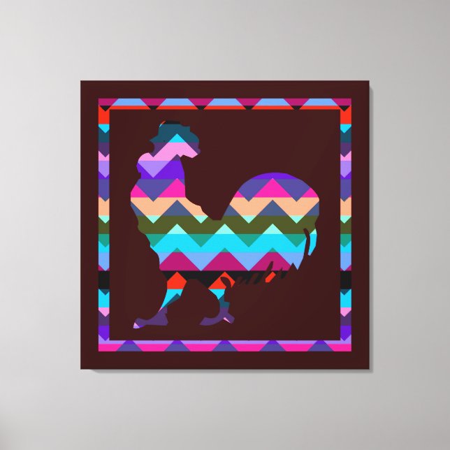 Lienzo Rooster Chevron #2 (Anverso)