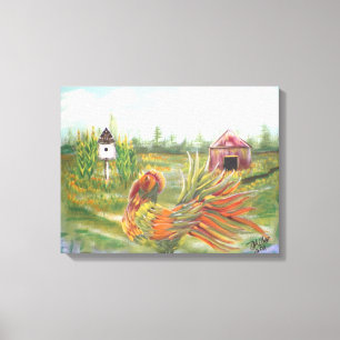 Lienzo Rooster de campo en la pintura agrícola