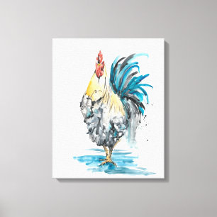Lienzo Rooster Splash - Retrato color agua