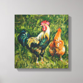 Lienzo Rooster y Hen