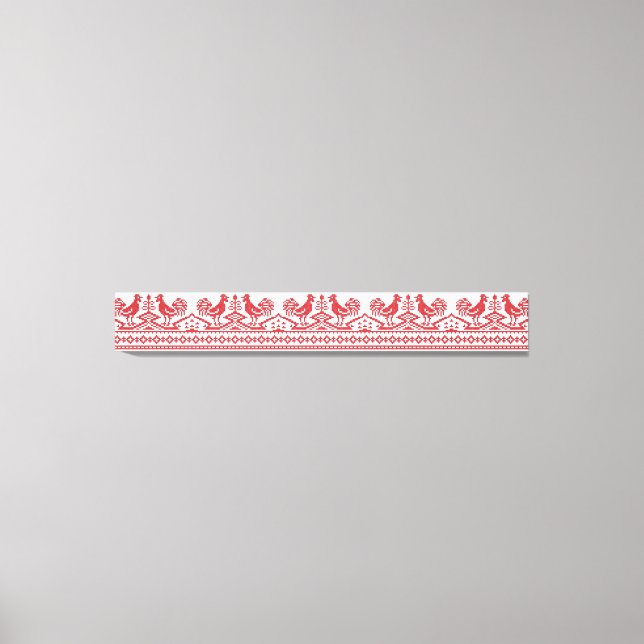 Lienzo Roosters rojos costillan el patrón ruso (Anverso)