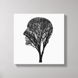 Lienzo Rooted Mind – Human Profile Tree Silhouette Art