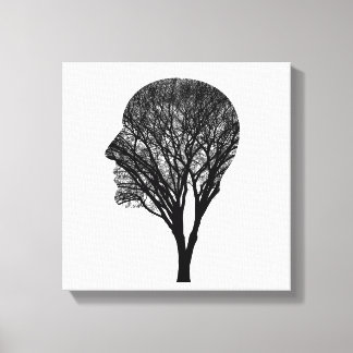 Lienzo Rooted Mind – Human Profile Tree Silhouette Art