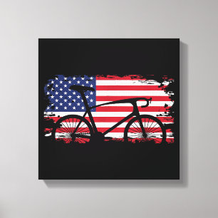 Lienzo Ropa de ciclismo en carretera con bandera american