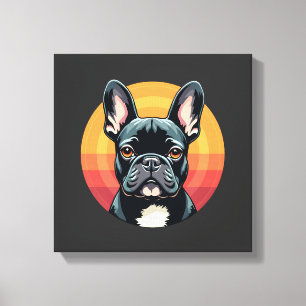 Lienzo Ropa divertida de Bulldog Francés con estilo retro