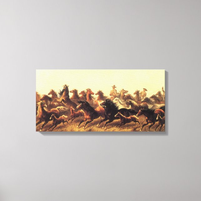 Lienzo Ropando caballos salvajes por James Walker (Anverso)