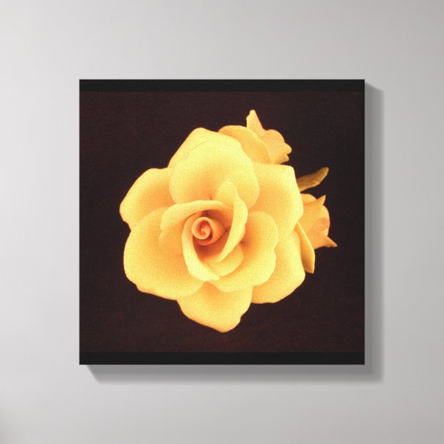 Lienzo Rosa amarilla en negro mate (Anverso)