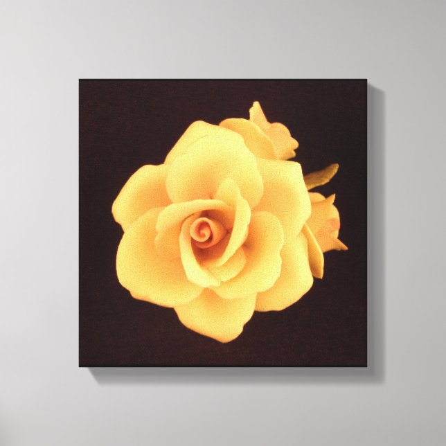 Lienzo Rosa amarilla en negro mate (Anverso)