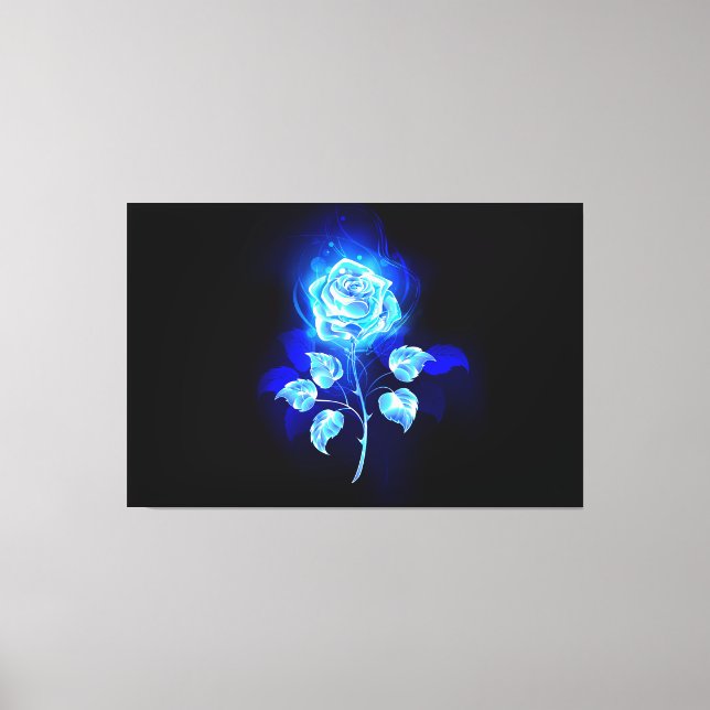 Lienzo Rosa azul en llamas (Anverso)