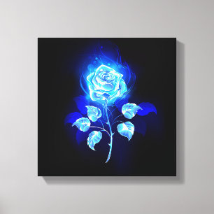Lienzo Rosa azul en llamas