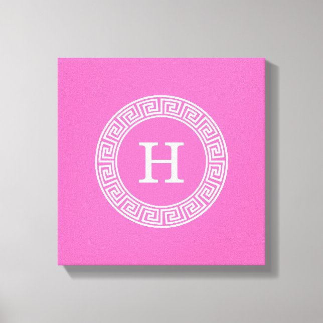 Lienzo Rosa caliente2 Monograma inicial de marco de recam (Anverso)