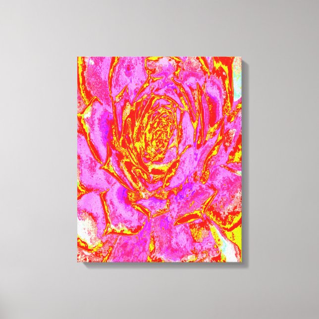 Lienzo Rosa Caliente, Rojo y Amarillo Suculento Roseta de (Anverso)